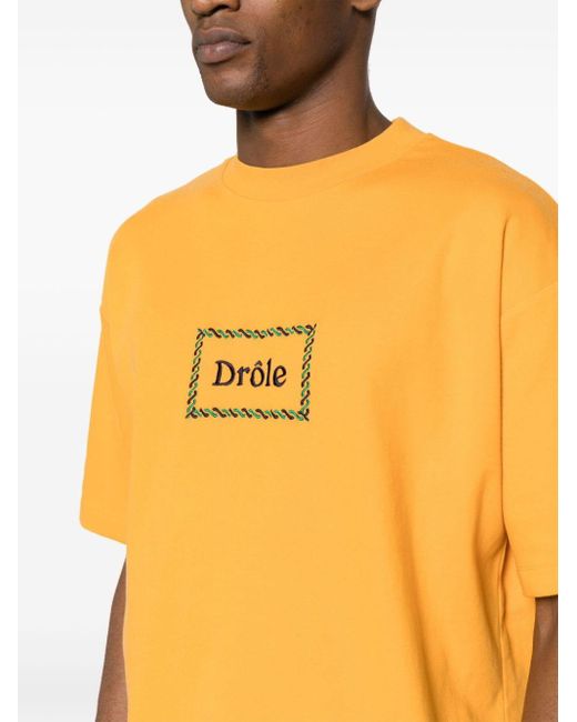 Drole de Monsieur T-Shirt mit Logo-Stickerei in Orange für Herren