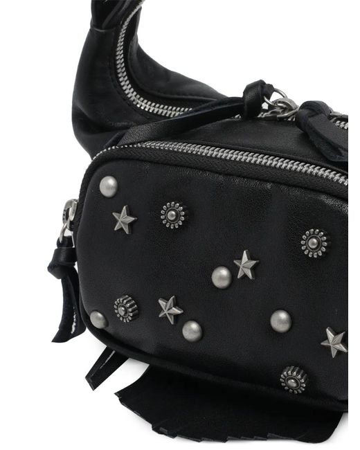 MARGE SHERWOOD Black Embellished Zip Leather Shoulder Bag