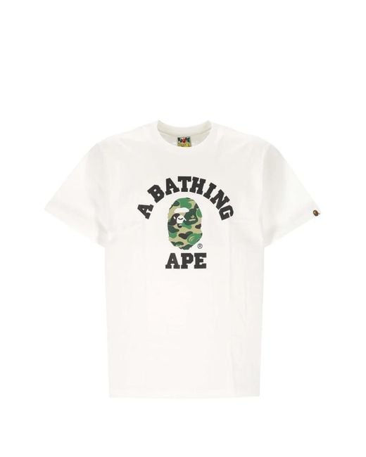 A Bathing Ape White Logo-Print Cotton T-Shirt for men