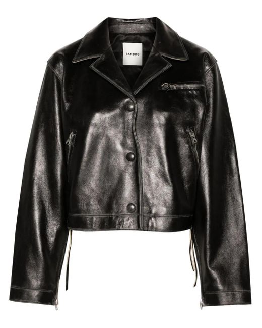 Sandro Black Leather Jacket