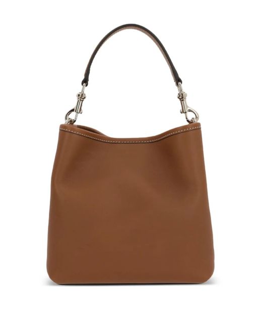 Gucci Brown Embroidered-Logo Bucket Bag