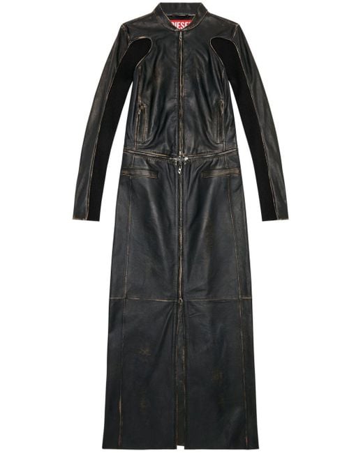 DIESEL Black L-tot Leather Maxi Dress