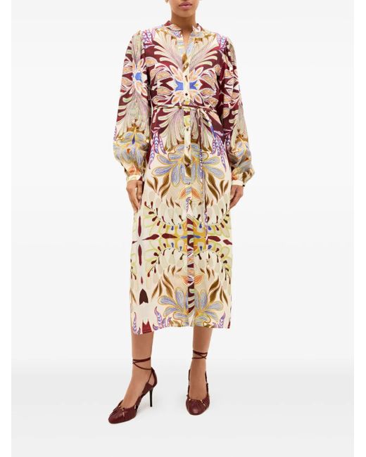 Marie Oliver Natural Gregory Floral-Print Puff-Sleeve Dress