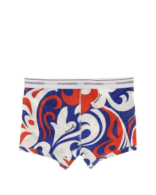 DSquared² White Ribbed-Knit Patterned Boxers for men