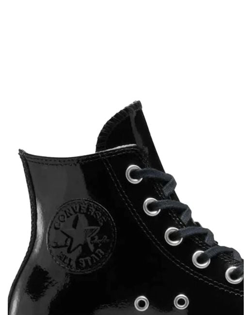 Converse Black Leather Platform Sneakers