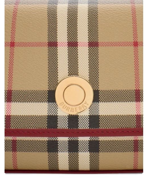 Burberry Natural Hampshire Check Leather Trim Bag