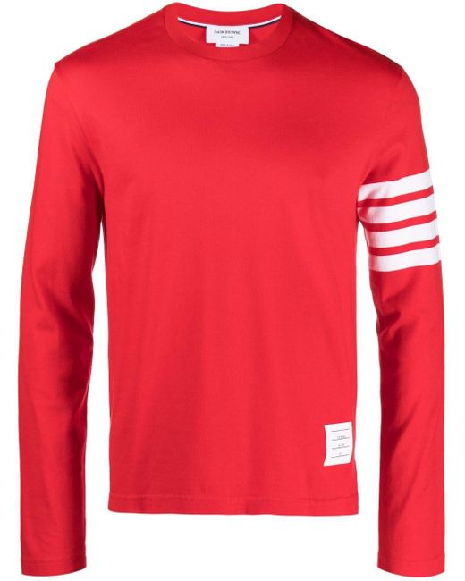 Thom Browne Red 4-bar Stripe 2003-print T-shirt for men