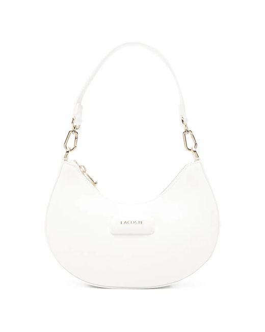 Lacoste White Small Moon Logo-Detail Tote Bag