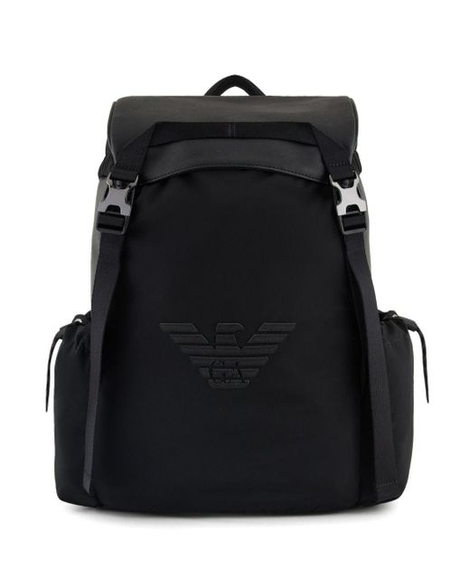 Emporio Armani Black Logo-appliqué Backpack for men