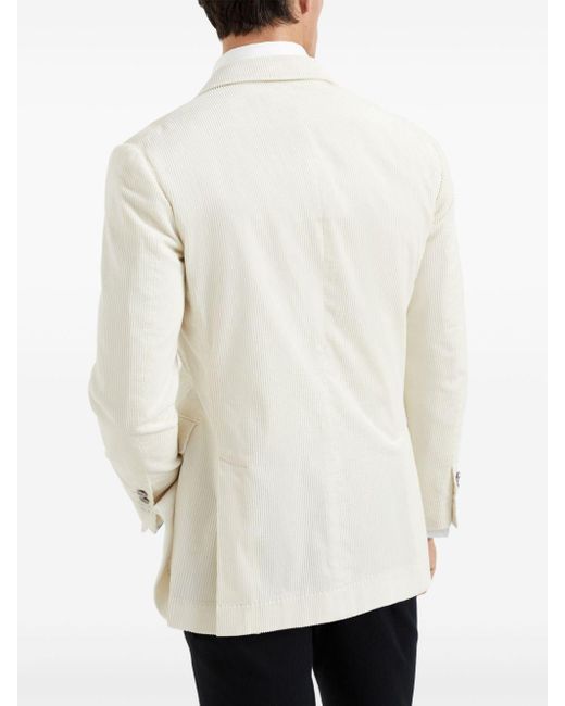 Brunello Cucinelli White Single-Breasted Corduroy Blazer for men