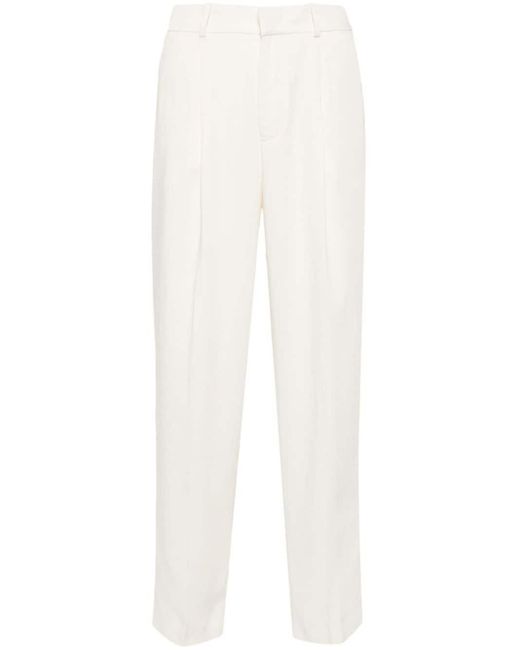 PT Torino White Elasticated-waistband Cropped Trousers