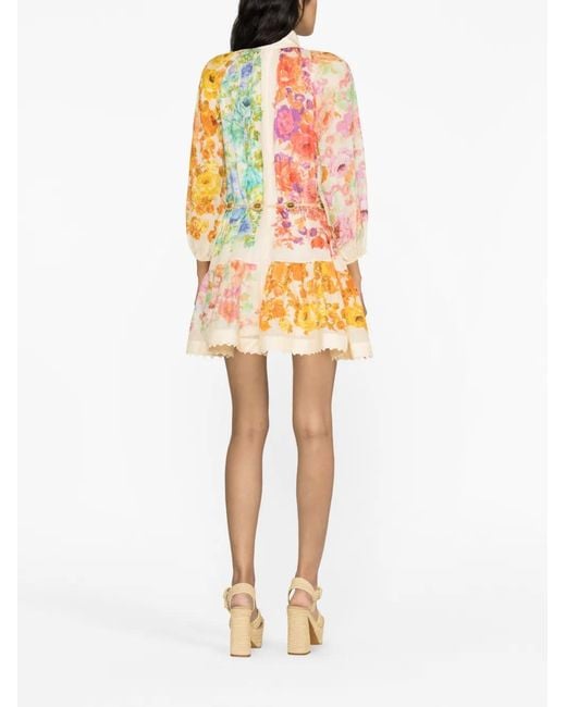 Zimmermann Multicolor Raie Floral-print Ramie Mini Dress X