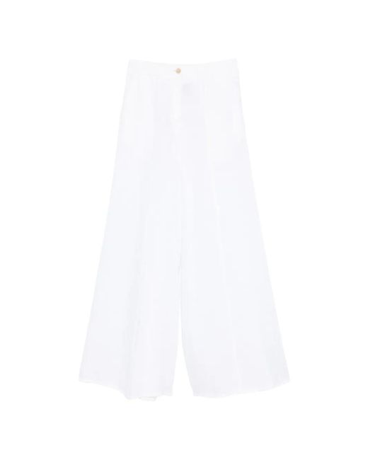 Semicouture White Button-Detail Trousers