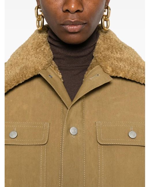 Nanushka Natural Faux-Fur Collar Utility Jacket