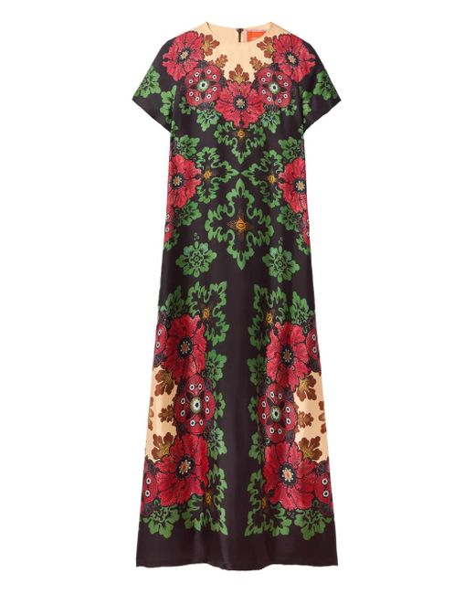 LaDoubleJ Midi-Jurk Met Bloemenprint in het Red