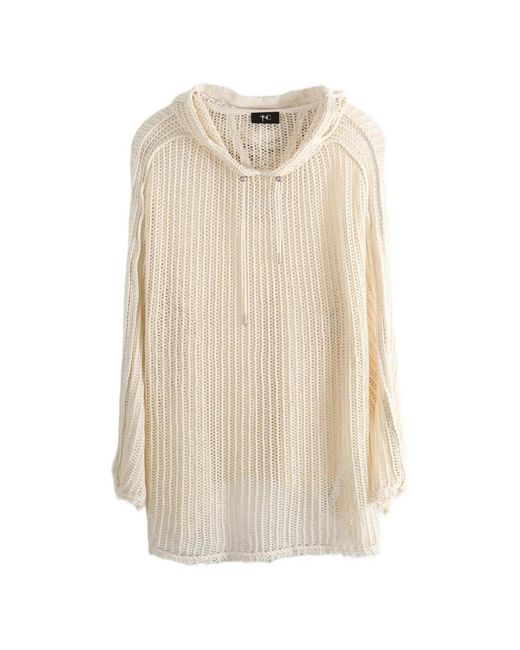 THUG CLUB White Open-Knit Hoodie for men
