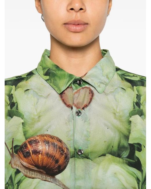 The Artistylist Green Snail-Print Shirt