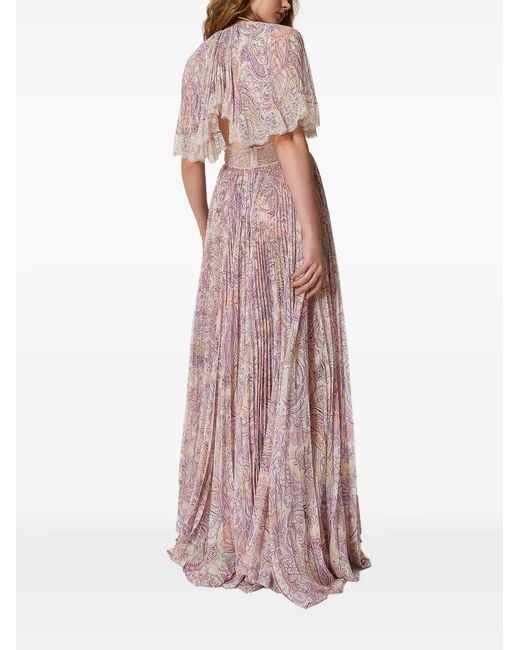 Twinset Purple Fully Pleated Dress