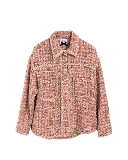 Edward Achour Paris Pink Braided-Trim Bouclé Jacket