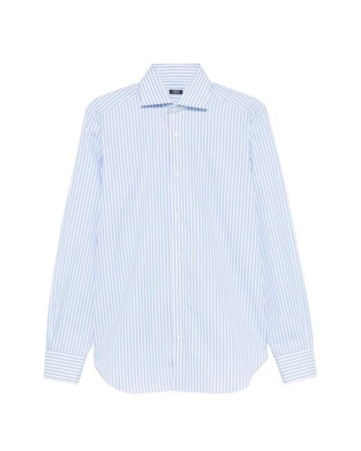 Barba Napoli White Chemise Rayée À Col Pointu for men