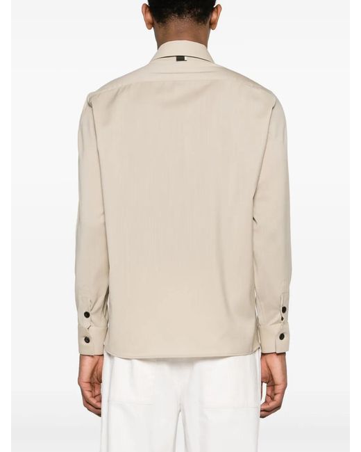 Low Brand Natural Patch-Pocket Virgin-Wool Shirt for men