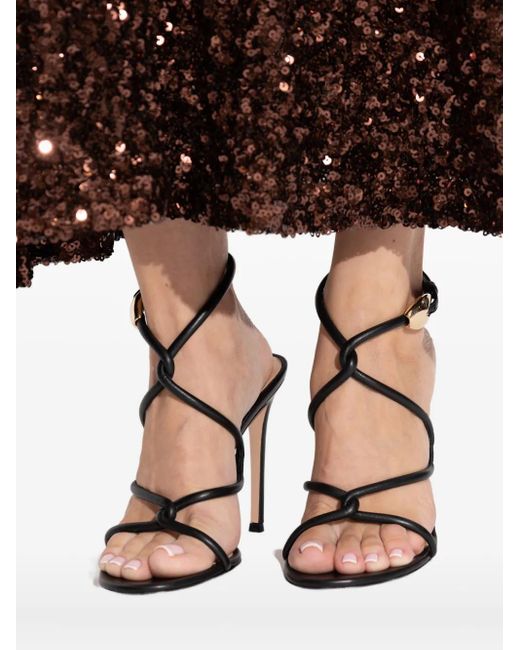 Gianvito Rossi Black 120Mm Knot-Detail Heeled Sandals