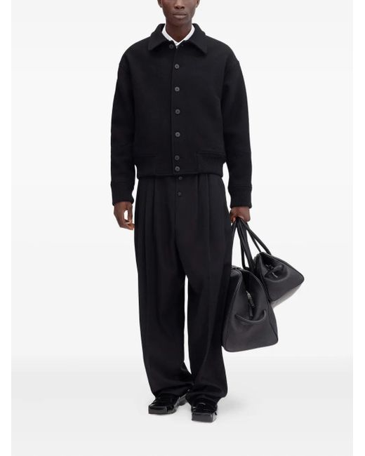 Jacquemus Black Button-Fastening Ribbed-Hem Jacket for men