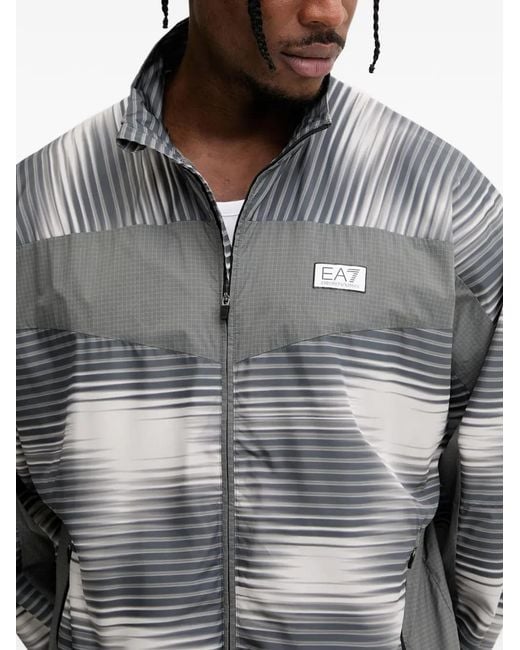 EA7 Gray Gradient-Print Panelled Jacket for men