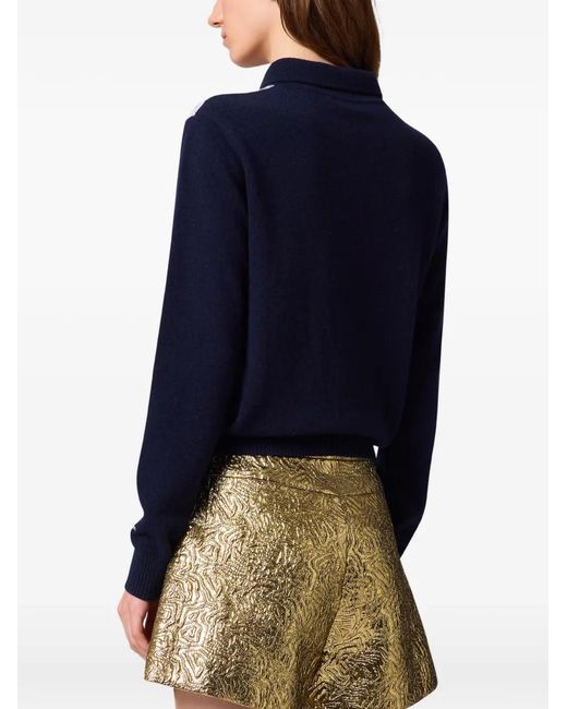 MSGM Blue Pullover Mit Argyle-Muster