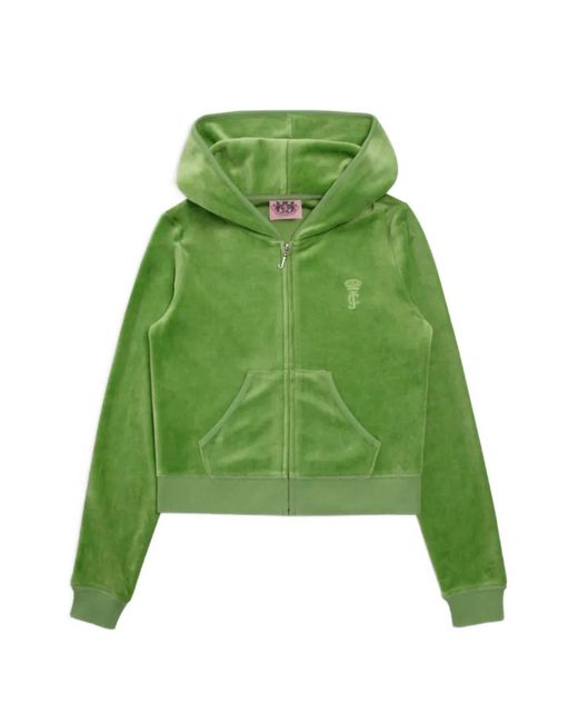 Juicy Couture Green Heritage Velour Zip-Up Hoodie