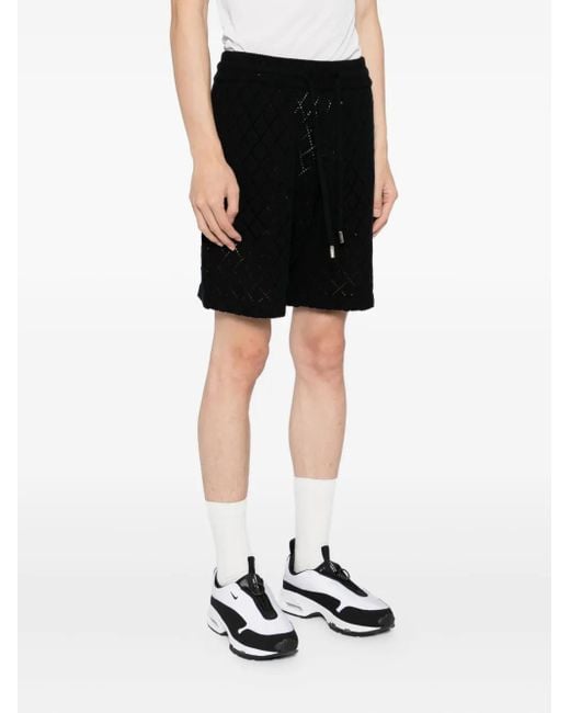 Sinclair Black Diamond-Pattern Knit Shorts for men