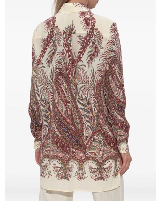 Etro Brown Silk Shirt With Print