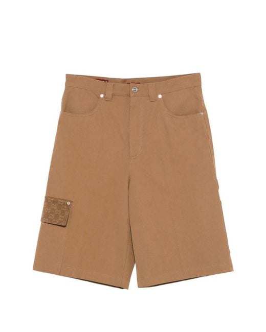 Gucci Brown Gg-Motif Multiple-Pocket Shorts for men
