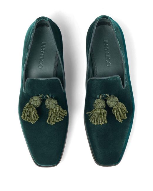 Jimmy Choo Foxley Velvet Loafers in Green for Men Lyst UK