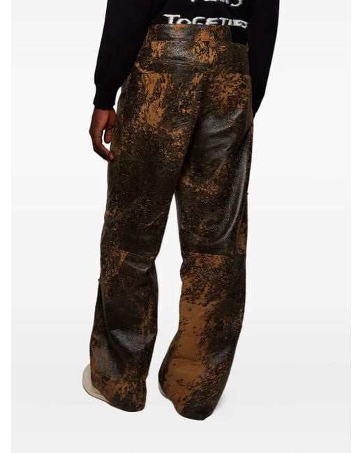 NAHMIAS Gray Leather Trousers for men