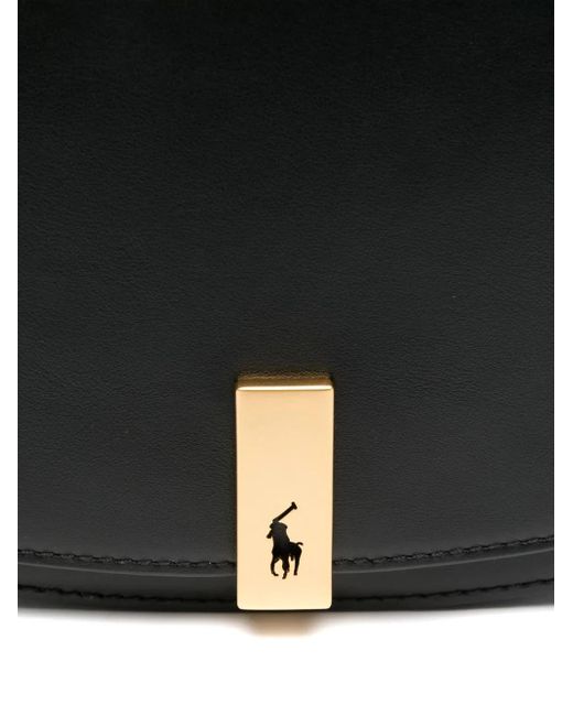 Polo Ralph Lauren Black Saddle Polo Id Crossbody Bag