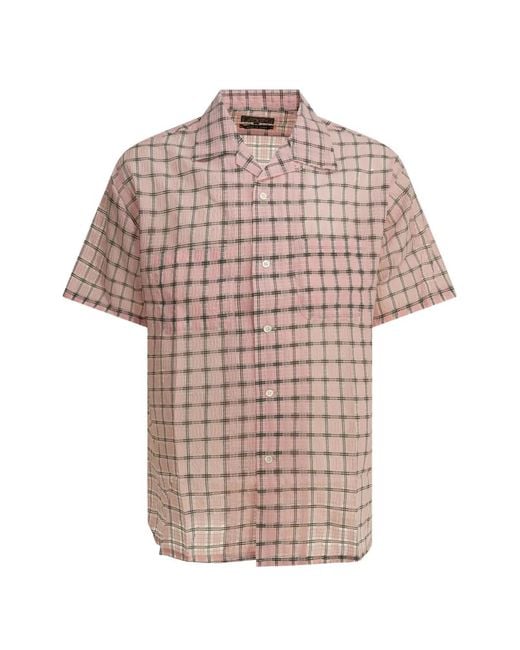 Beams Plus Pink Chemise Manches-Courtes À Carreaux for men