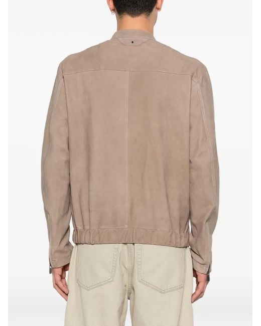 Salvatore Santoro Natural Zip Collarless Jacket for men