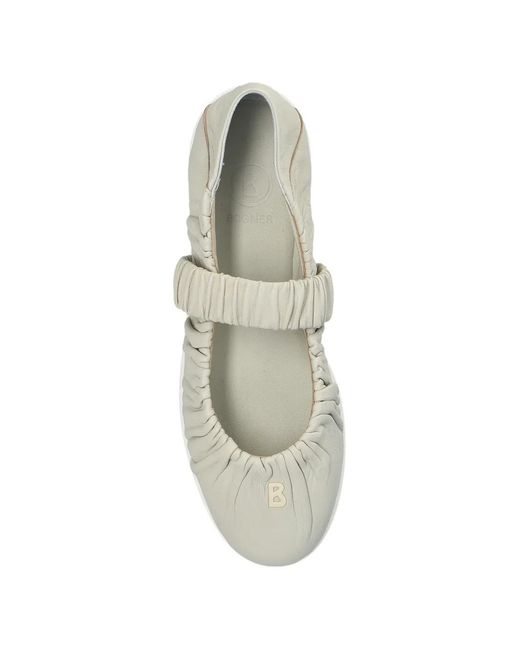 Bogner White Vienna Ruched Strap Ballet Flat