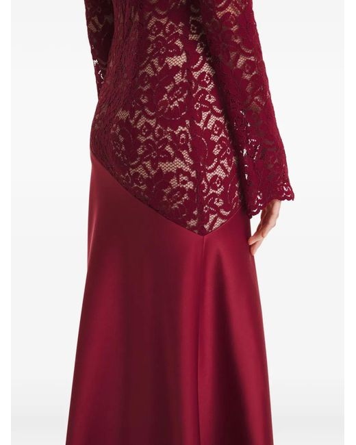 2310 STUDIO Lace Long-Sleeve Maxi Dress in Red | Lyst