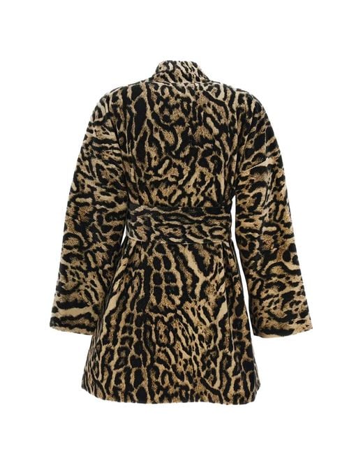 Irie White Leopard-Print Belted Coat