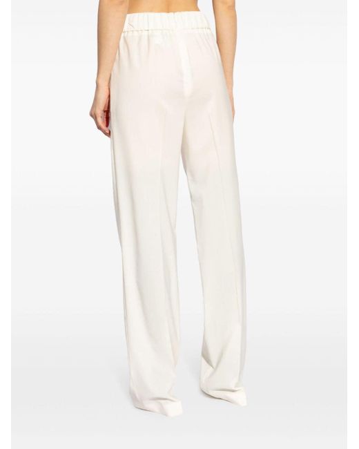 Dolce & Gabbana White High-waisted Wool Trousers