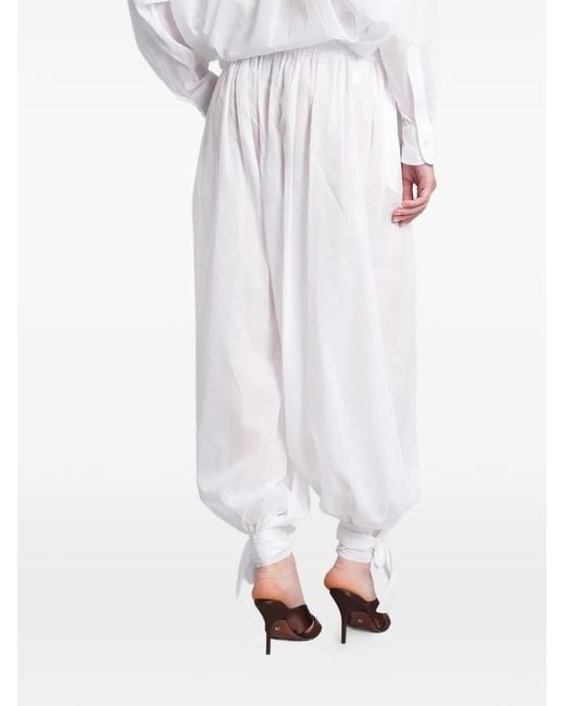 ANDAMANE White Noor Tie-Fastening Elasticated-Waist Trousers