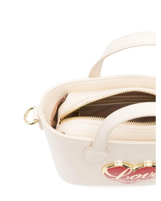 Love Moschino Pink Heart-Shaped Plaque Tote Bag