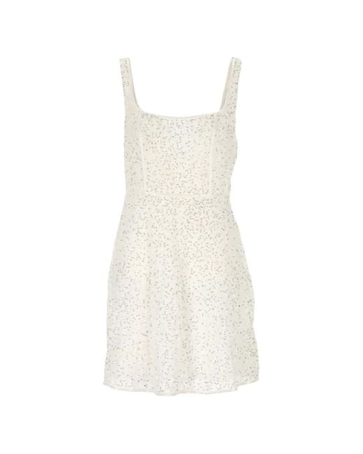 Rixo White Robe Courte Ronan Sans Manches À Sequins