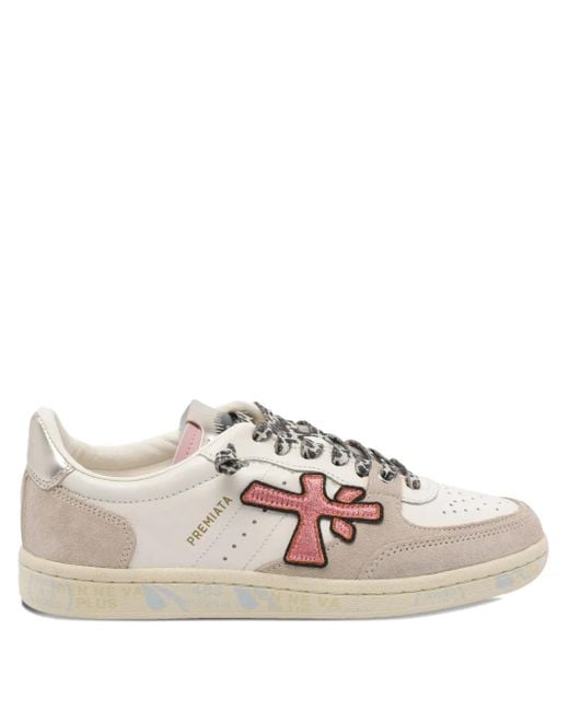 Premiata Logo-appliqué Round-toe Sneakers Pink