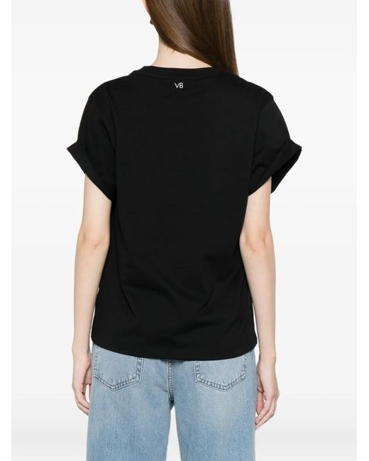 Victoria Beckham Black Solid Crew Neck T-Shirt