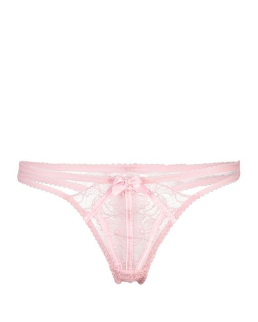 Agent Provocateur Pink Rozlyn Bow-detail Sheer-lace Thong