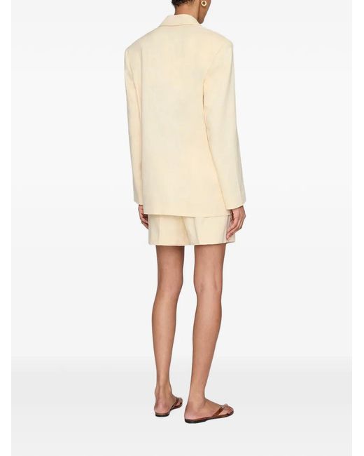 Anine Bing Natural Quinn Single-Breasted Blazer