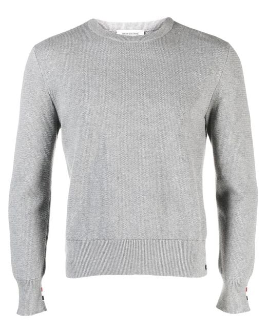 Thom Browne Gray Round-Neck Knit Jumper for men